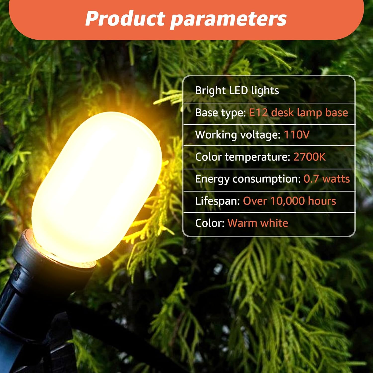 6PCS Christmas Village Replacement Light Bulbs-T20 Replacement Led Light Bulb,E12 Candelabra Base 0.7W 120V LED for Village Houses,Christmas Tree,Dept 56,Halloween Pumpkin Decor Accessories