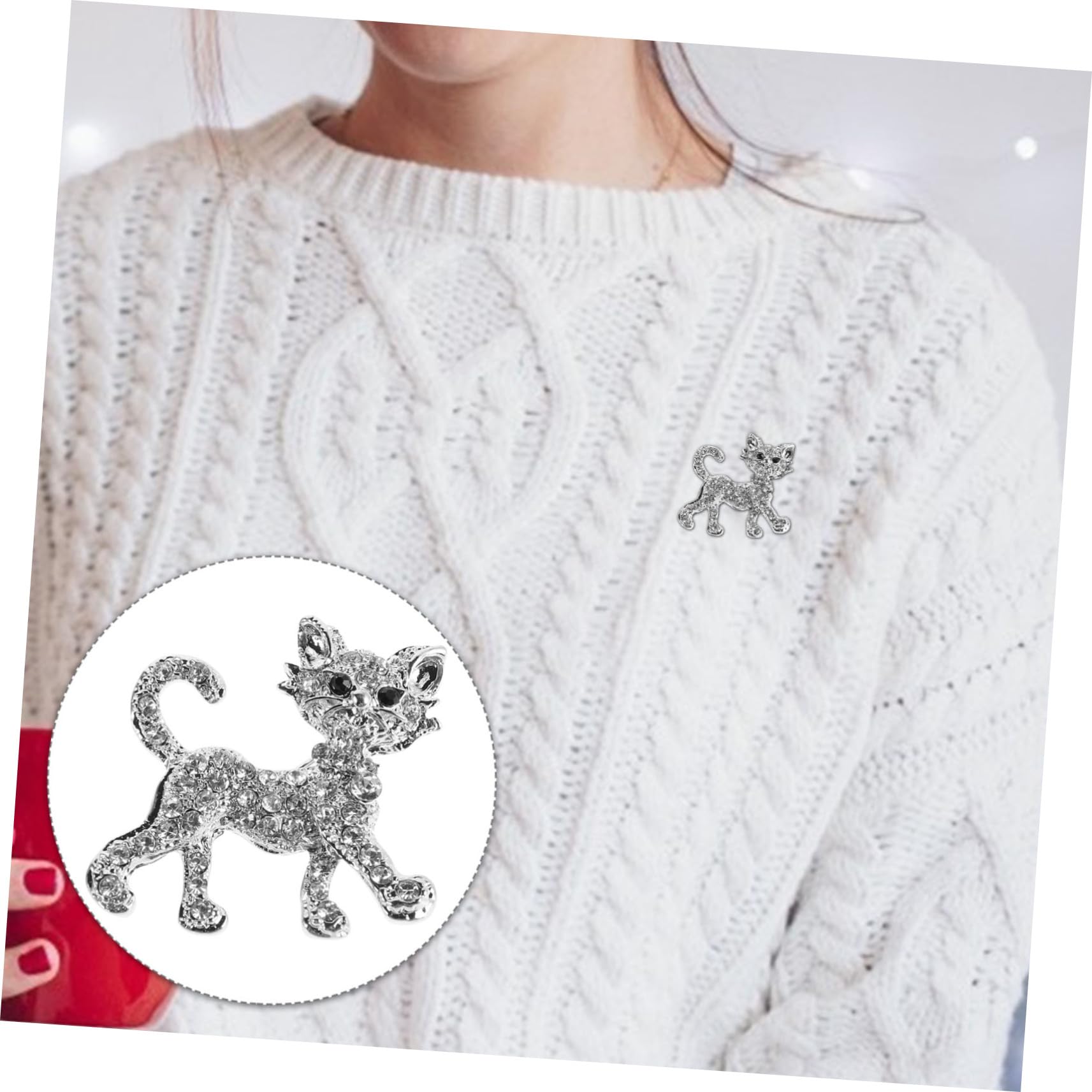 Broches con Forma de Gatito, Ropa de Princesa, Abrigo, Gato de Regazo, Diamantes de imitación, Recuerdo de Boda para Mujer, aleación de Plata