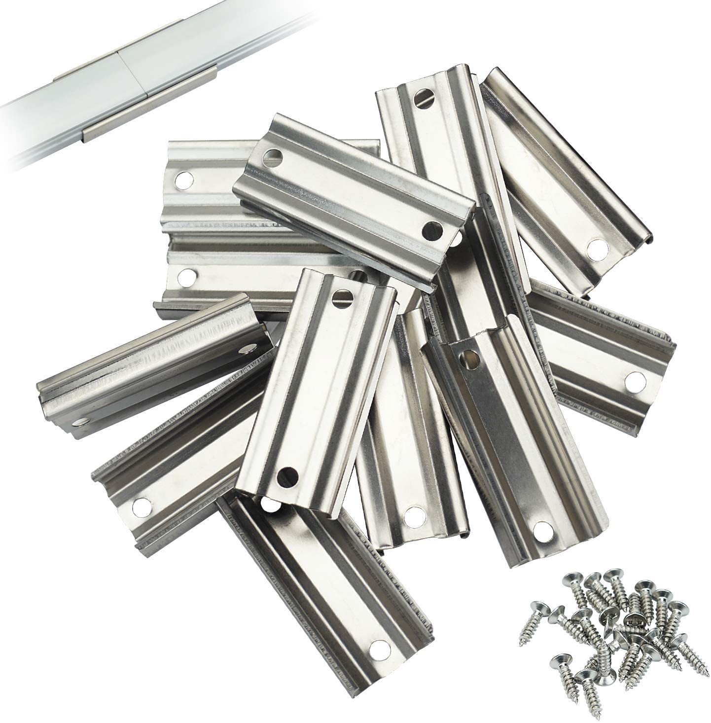 Muzata 2M LED Channel System with Milky White Cover Lens 10PACK 6.6FT U Shape U1SW WW 2M Bundle with Extension Connectors for U1SW Aluminum LED Channel 20PACK LCB1