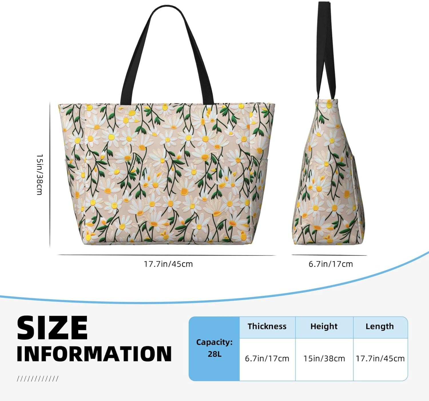 Large Beach Bag for Women Waterproof Foldable Travel Shoulder Tote Bag with Pocket for Weekender Pool Vacation - Image 6