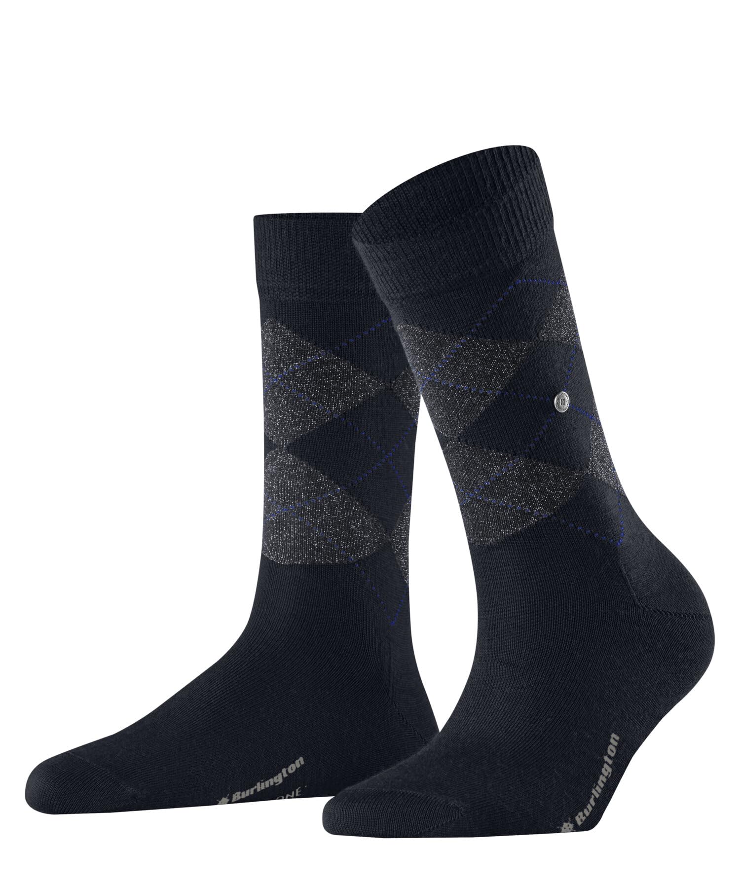 Burlington Women's Marylebone Lurex W So Wool Viscose Patterned 1 Pair Socks, Blue Marine 6125, 3.5-7