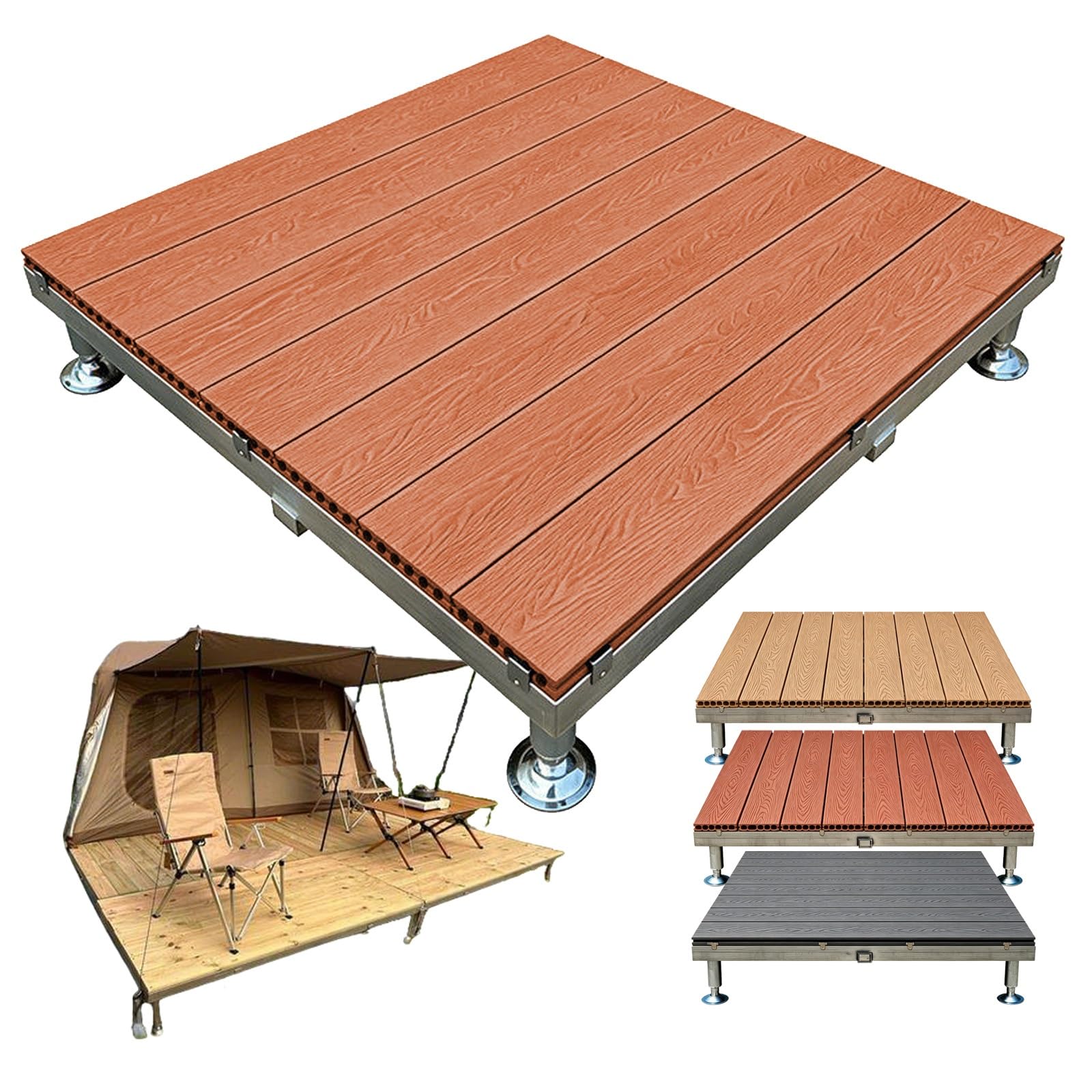 Piastrelle for Esterni Rialzate con Struttura in Metallo, Pavimento Sopraelevato Antiscivolo for Tutte Le Condizioni Atmosferiche, Piattaforma Modulare Ad Incastro(Browns)