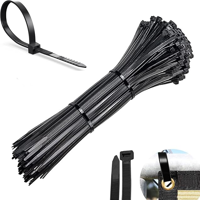100 Pack of Black Cable Ties, 100mm x 2.5mm, 4 inch Mini Tie Wraps, Plastic Tie Wraps, Secure Self-Locking Mechanism, for Home, Garden, Office and DIY