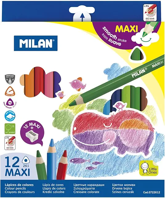Kit Maxi: Caja 12 Lápices de Colores Triangulares con Sacapuntas