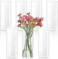 7-Pack 10-Inch Clear Glass Cylinder Vases for Centerpieces - Sturdy Borosilicate Flower Vases, Floating Candles, Wedding & Home Decor