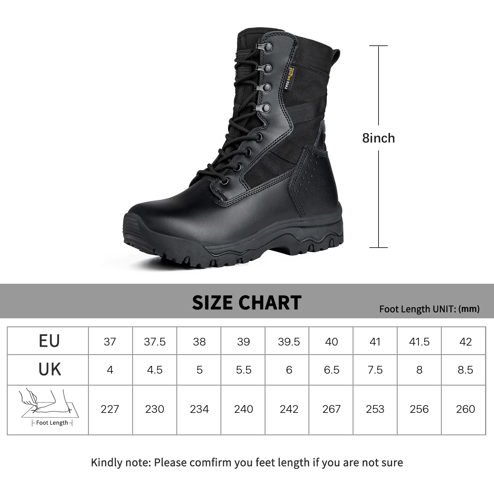 FREE SOLDIER Damen taktische Stiefel 8 Zoll leichte Kampfstiefel langlebige militärische Arbeit im Freien Stiefel Wüste Stiefel für Frauen