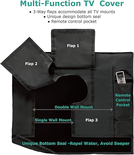 Miniatura 5 de SunPatio Funda de TV para exteriores impermeable y resistente a la intemperie, protector de pantalla de TV para televisores de 48 a 50 pulgadas, se