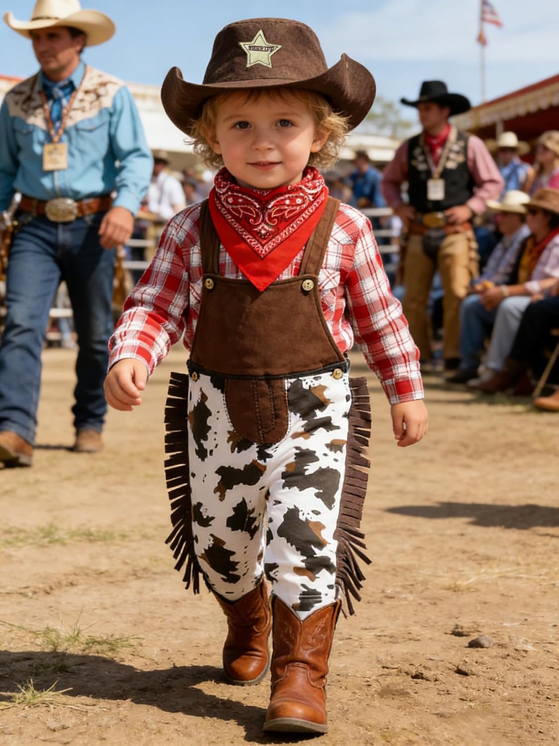 COSLAND 3pc Baby and Toddler Boys' Cowboy Outfit, Kids Halloween Costume, 3 Months-3T - Image 4