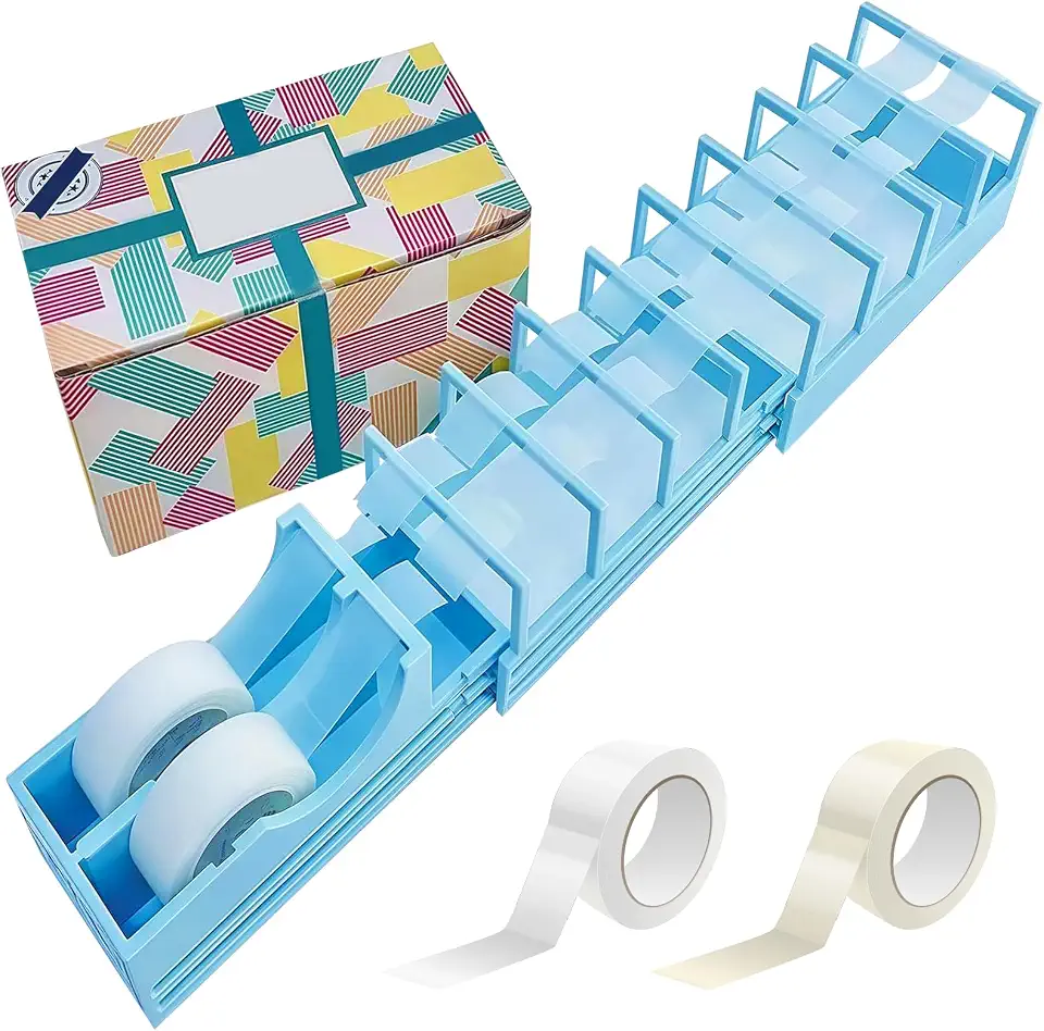 Fast Tape Dispenser for Crafts & Gift Wrapping - 18 Strips in Seconds - Design, Blade-Free, Compact & Heavy-Duty - Works with Standard, Washi, Double-Sided Tape