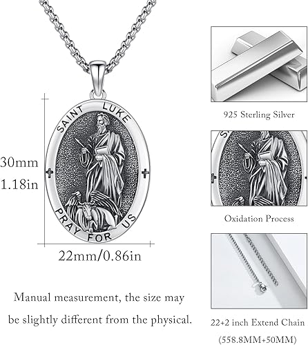Vista 76 de Collar con colgante de plata de ley 925 con medalla de San Patrón, joyería religiosa para hombres y mujeres, con cadena de acero inoxidable 316L