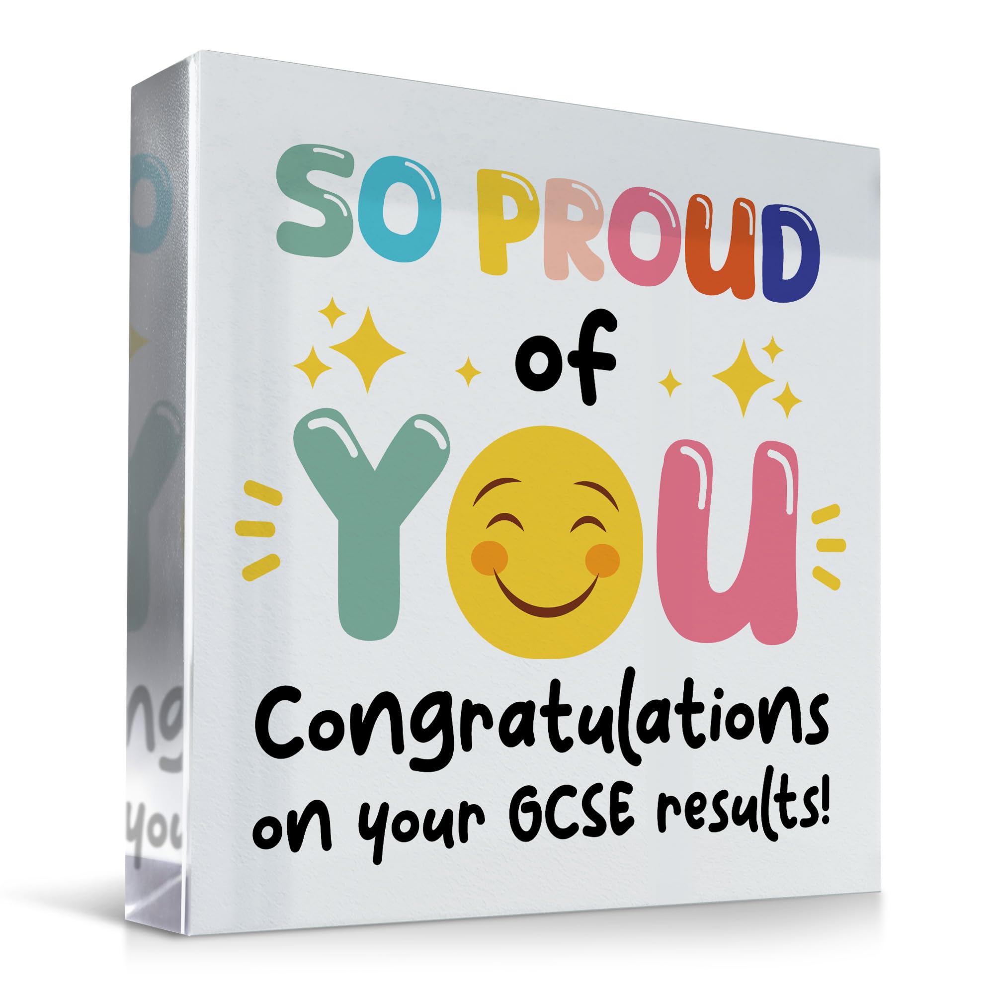 Red Ocean SO PROUD OF YOU Gift For Daughter Son Acrylic Block GCSE Results Day Gift Congratulations Gifts Well Done Gift From Mum Dad Nan Exam Results Gifts