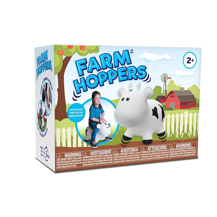 その他 Farm Hoppers Inflatable Bouncing White Cow with Pump by Farm Hoppers White Cow Bounce & Ride-on Inflatable Hopper Toy with Pump