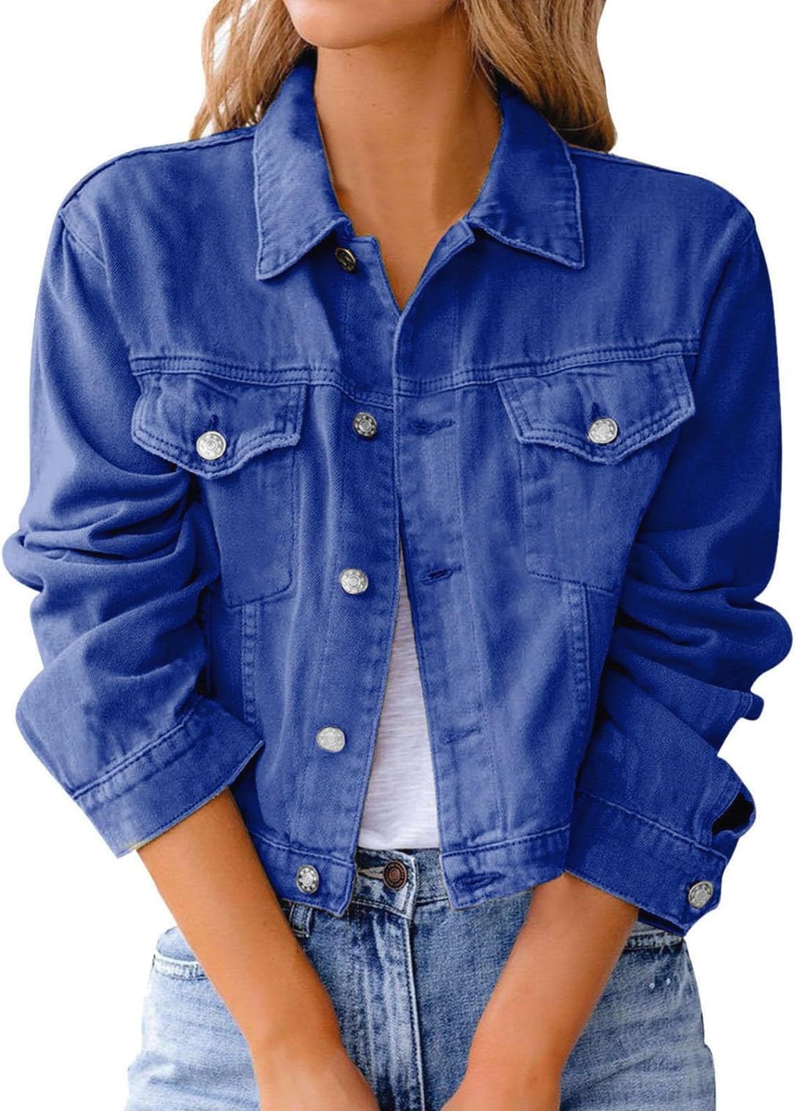Jackets for Boys Button Down Long Sleeve Pocket Distressed Crop Denim Shirt Jean Jacket Teen Girls Coat