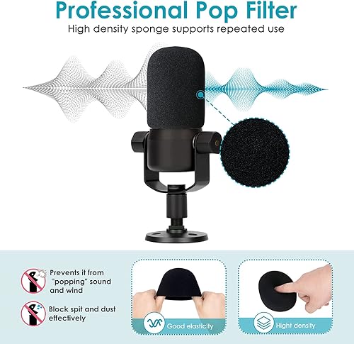 Miniatura 5 de YOUSHARES Rode Podmic Stand con filtro Pop - Brazo de brazo de micrófono con parabrisas de espuma para mejorar la calidad de grabación