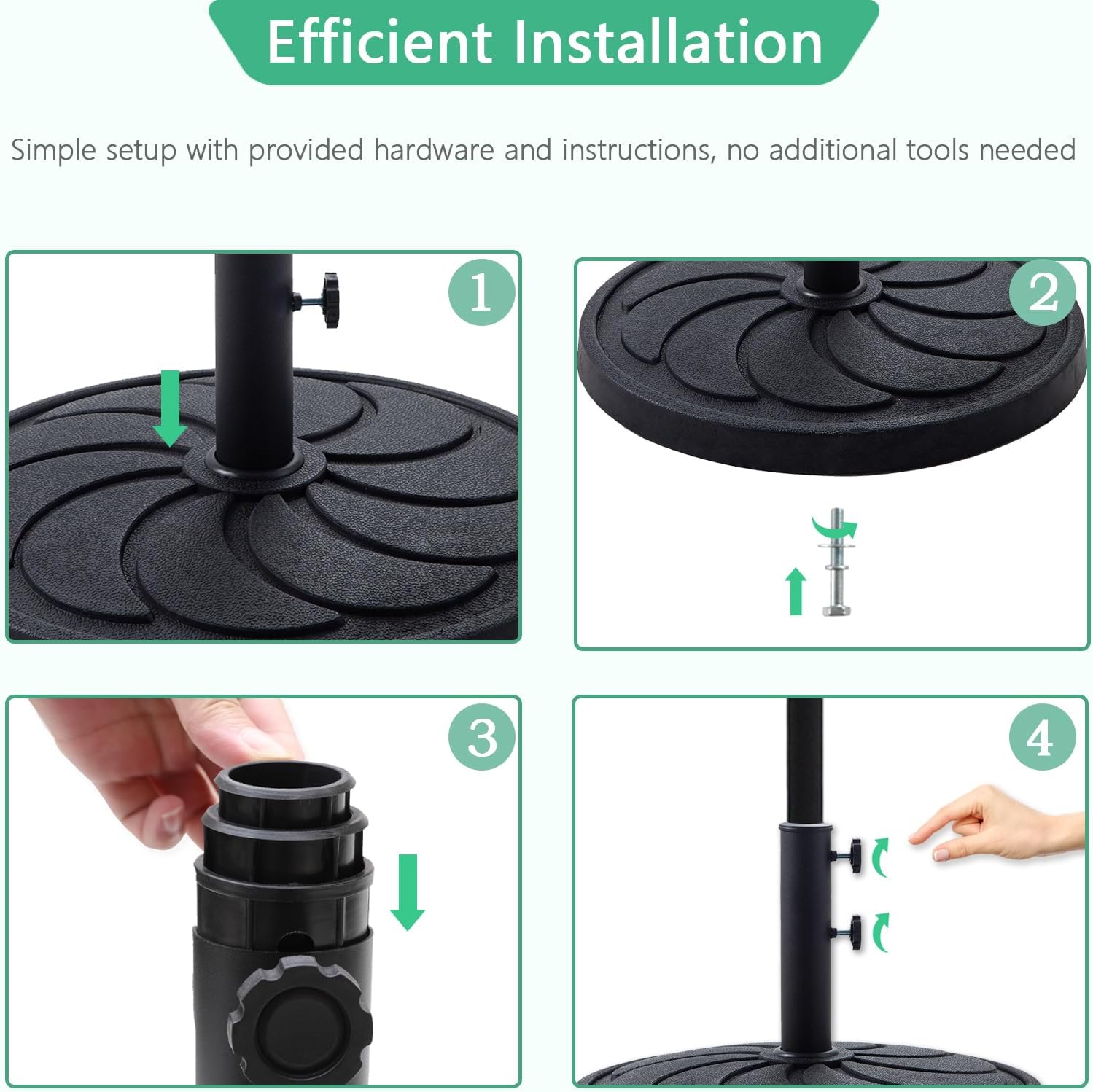 Helios&Hestia 40 lb Heavy Duty Round Resin Outdoor Umbrella Stand Base Weight for Patio Market Table Umbrella, Black