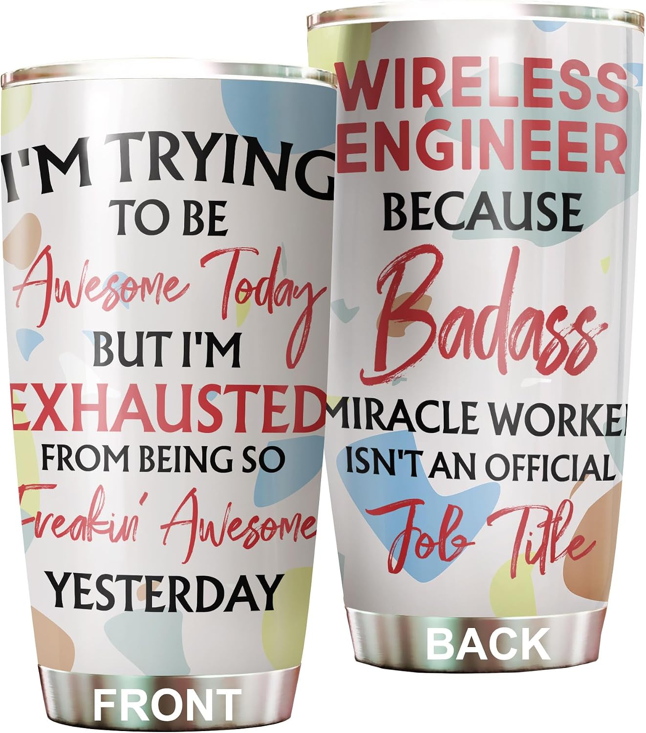 Awesome Miracle Worker Wireless Engineer Tumbler Stainless Steel 20oz, Funny Gifts Bulks For Office Women Men Work Friends Coworker, Driking Coffee Cup For Birthday Christmas