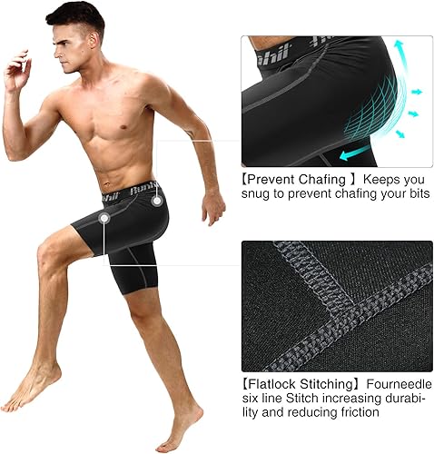 Miniatura 4 de Runhit - Pantalones cortos deportivos de compresión para hombre, ropa interior de elastano, pantalones para correr y entrenar