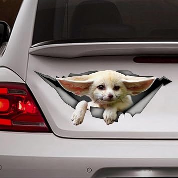 Fennec Fox Car Stickers Pet 3D Window Decal Bumper Die Cut Vinyl Decal Funny Laptop Stickers Pet Gift,10 Inch