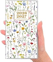 SKYDUE Pocket Calendar 2026-2027, Pocket Monthly Planner Jan 2026 - Dec 2027 for Purse, 6.7" X 3.7" 24-Month Small Planner, Academic Year Calendar, Compact Design with Plastic Sleeve