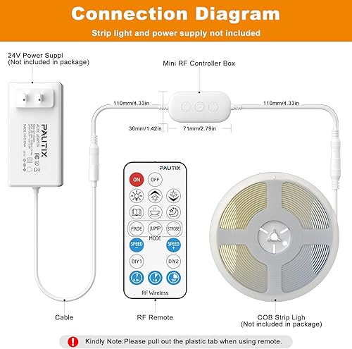 Miniatura 4 de Paquete de 2 reguladores de intensidad remota RF para tiras de luces LED de un solo color, control remoto inalámbrico de 18 teclas PAUTIX y
