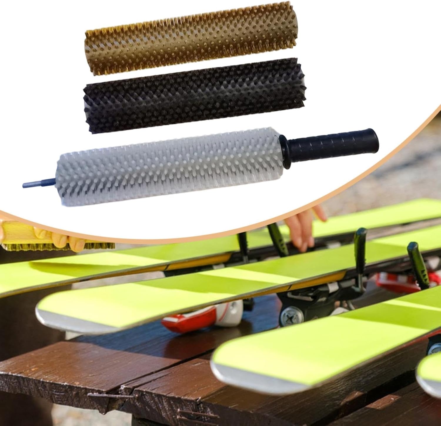 Ｈｅｌｌｅｒｙ スキーブラシキット スノーボードワックスブラシセット 軽量 扱いやすい 効率的なメンテナンス プロ仕様の回転ブラシ