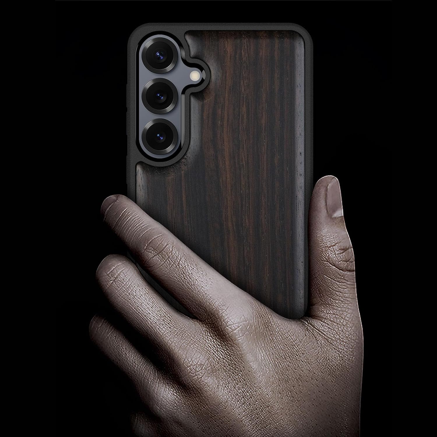 Carveit Magnetic Wooden Case for Samsung Galaxy S25 Case 2025, TPU Shockproof Cover & Wood Artisan Engraved, Compatible with MagSafe Wireless Chargers (Natural Grain) Blackwood