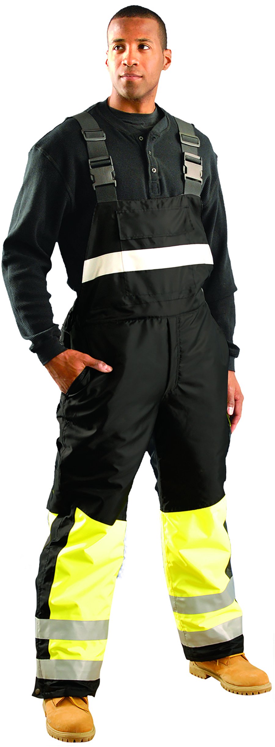 Occunomix sp-bib-bym clase E velocidad colección Premium frío alta visibilidad impermeable babero, tamaño mediano, color negro