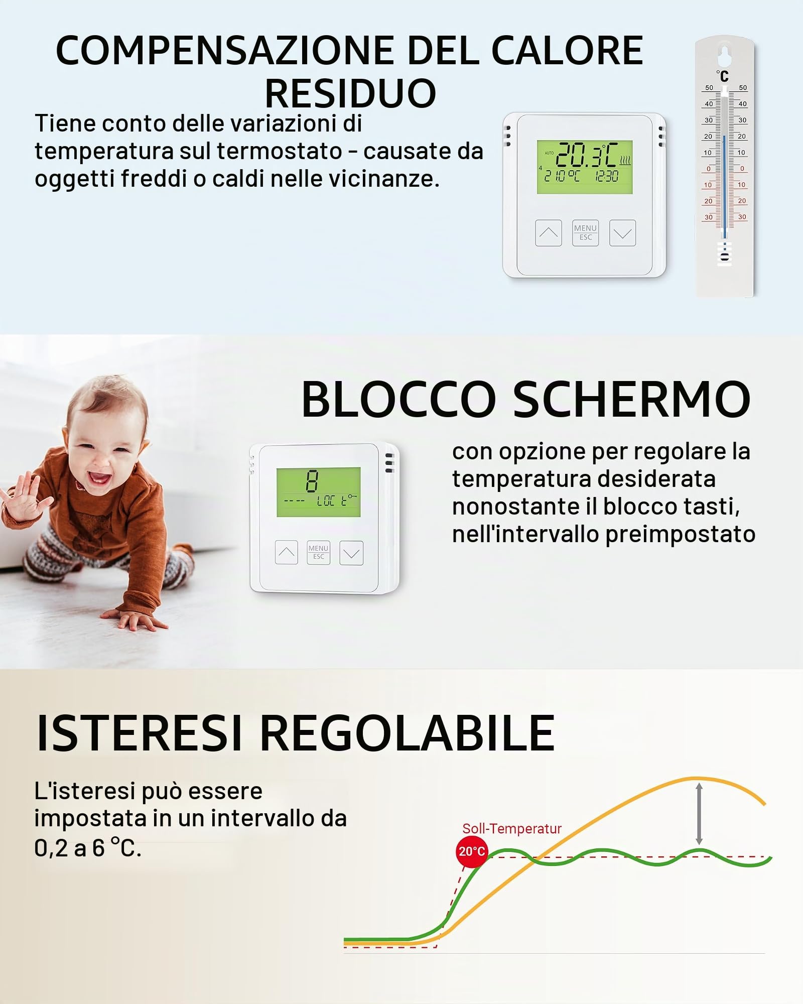 ELEKTROBOCK BT733 - Termostato radio con presa intermedia, portata 35 m, per riscaldamento elettrico e riscaldamento a infrarossi, programmi settimanali, antigelo, colore: Bianco