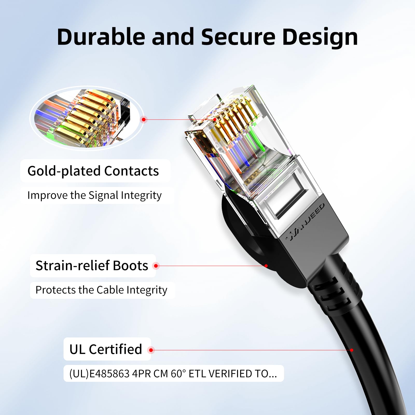 Cable Ethernet Cat 6 de 3.3 pies, paquete de 10 unidades, para exteriores e interiores, 10 Gbps, compatible con red Cat8 Cat7, cable de conexión plano RJ46 Internet LAN para router, módem, interruptor