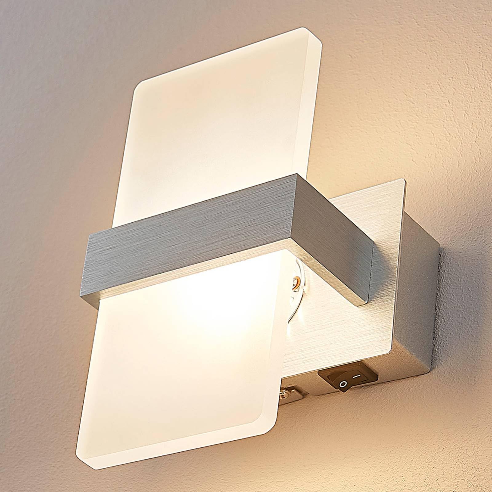 Lindby Bombillas LED aplique de pared interior en blanco satinado, aluminio
