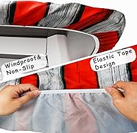 Vista 5 de Juego de fundas para mesa de picnic con bandera estadounidense con textura de madera, impermeable, resistente al viento, para campamento, manteles