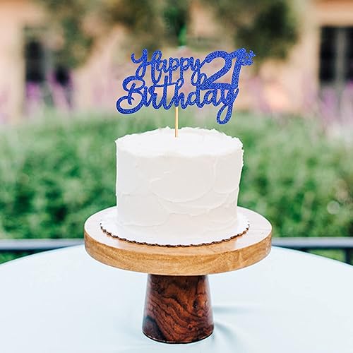 Miniatura 6 de UNIMALL Bule Glitter - Decoración para tartas de 21 cumpleaños con purpurina para celebrar 21 años de edad, cumpleaños, aniversario, suministros de