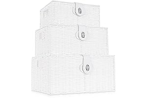 Stunning Set of 3 Woven Wicker Storage Baskets with Lids and Locks