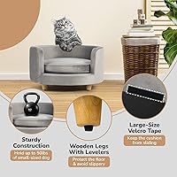 Vista 4 de dCee Sofá redondo para perros, sofá para gatos, soporta hasta 50 libras, 24 pulgadas. Sofá suave y aterciopelado para mascotas para un sueño cómodo