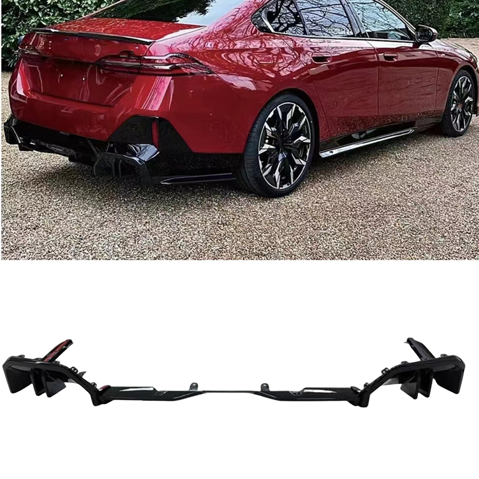 Rear Bumper Diffuser Lip Spoiler Kit for BMW 5 Series I5 G60 2024 Glossy Black