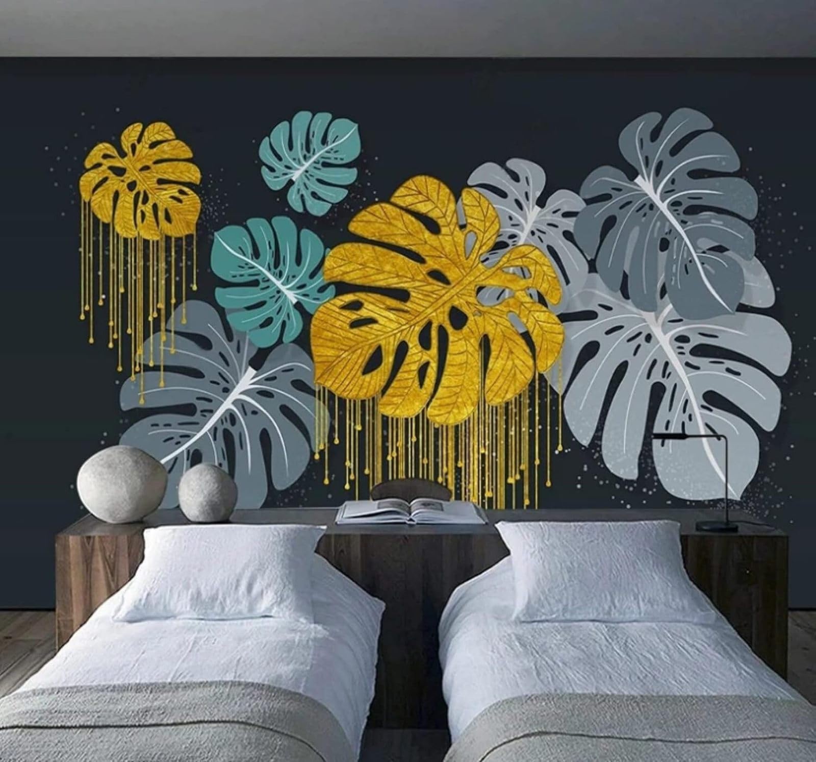 XLMING Minimalist Three Dimensional Colourful Plants Banana Leaves 3D Wallpaper Luxury Home Dining Decor Paste Sofa Living Room The Wall for Bedroom Mural-400cm×280cm