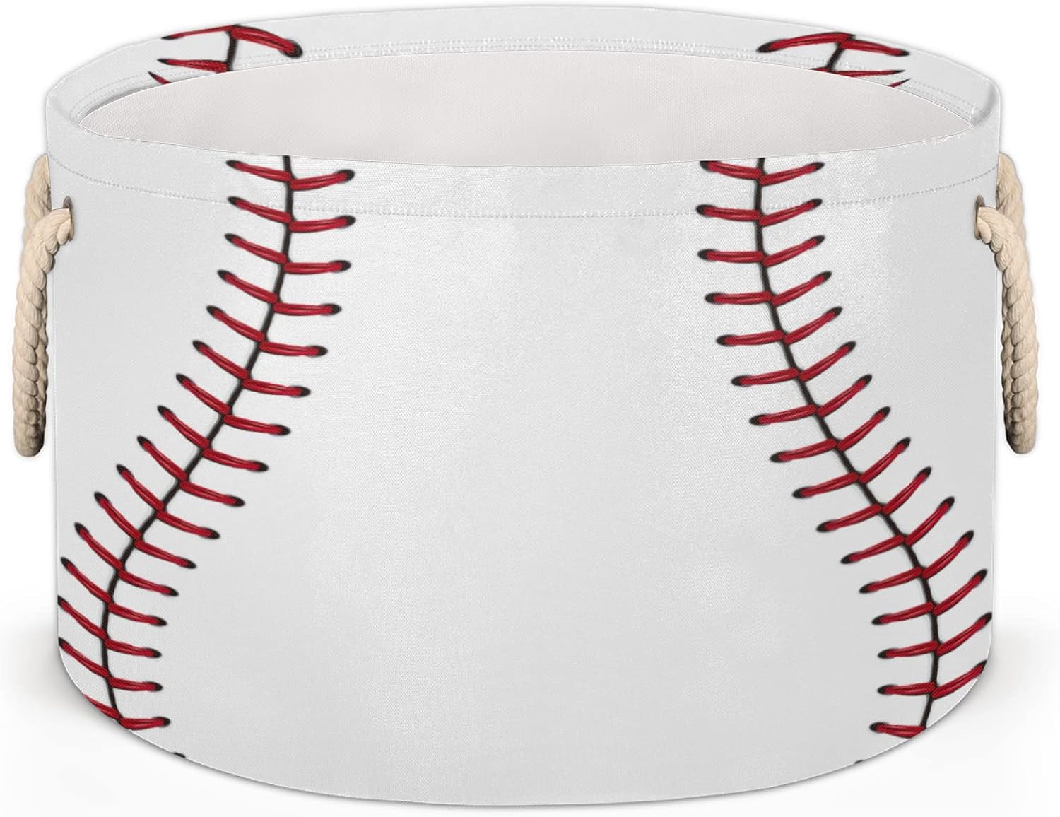 Baseball Large Round Storage Basket Sport Baseball Collapsible Circle Storage Bin Laundry Hamper With Handle for Kids Toy Blanket Dirty Clothes Towel Living Room Nursery Storage Organizer Decor