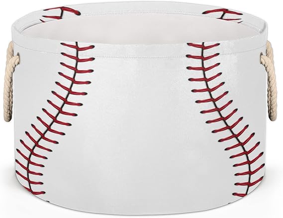 Storage Basket Red Stitching Baseball 