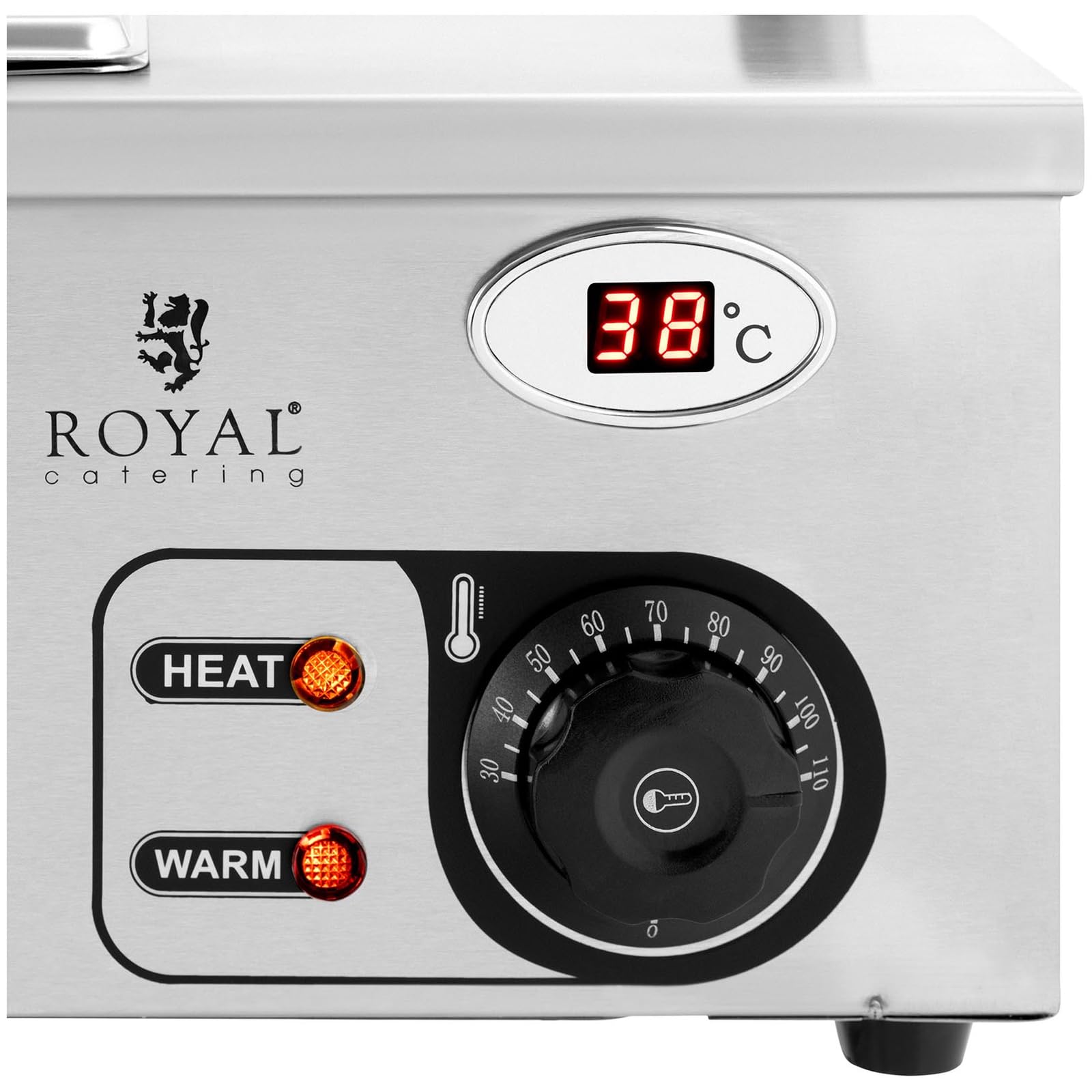 Royal Catering Baño María Profesional para Hostelería RCBM_GN1/2_2 (Potencia: 2000 W, Cantidad de contenedores GN: 3, Volumen total: 3 x 6 L)