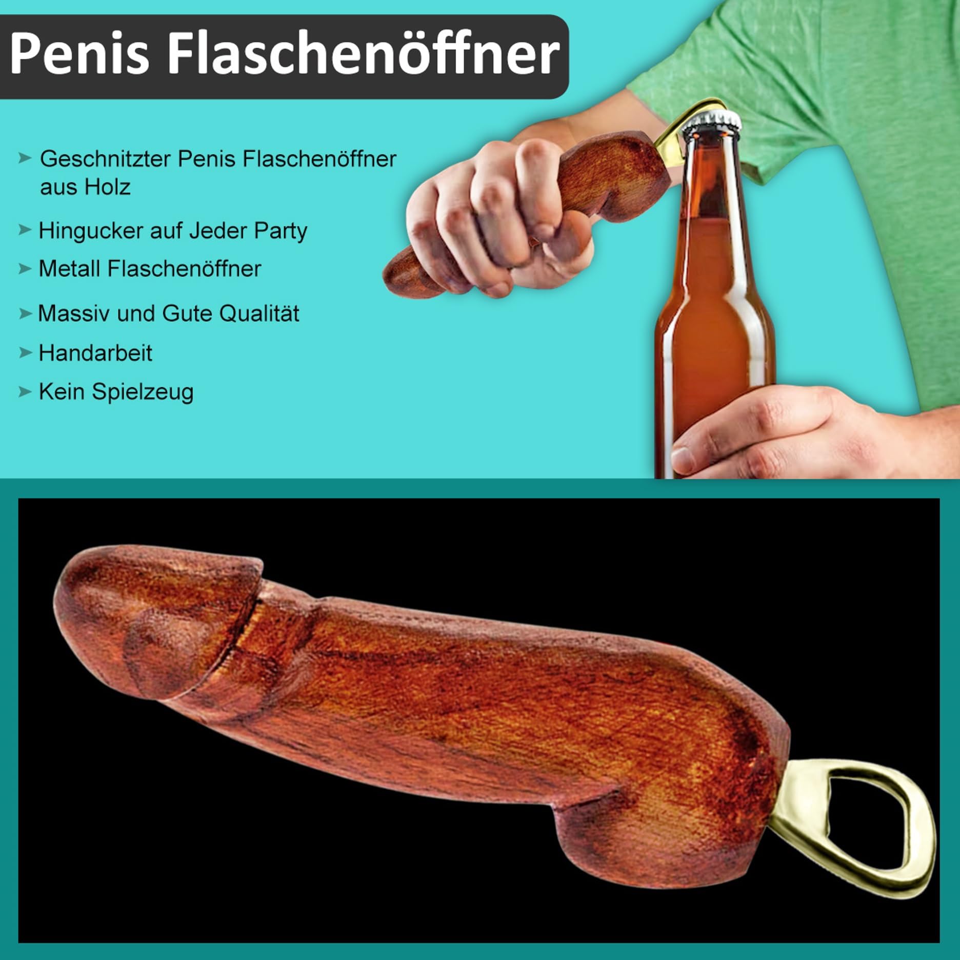 Apribottiglie A Forma Di Pene – Regalo Divertente Per Addii Al Nubilato, Feste, Scherzo Originale In Colore Oro