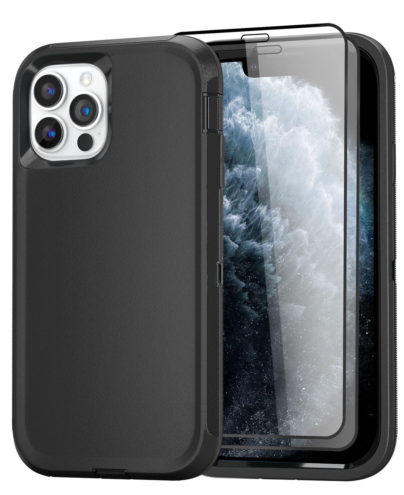 Photo 1 of GYJ for iPhone 11 Pro Max Case with 2 Screen Protector, Heavy Duty Rugged Full Body Drop Protection Cover, Shockproof/Drop Proof Protective Phone Case 6.5" [Black] iphone 11 Pro Max case 11 Pro Max-Black