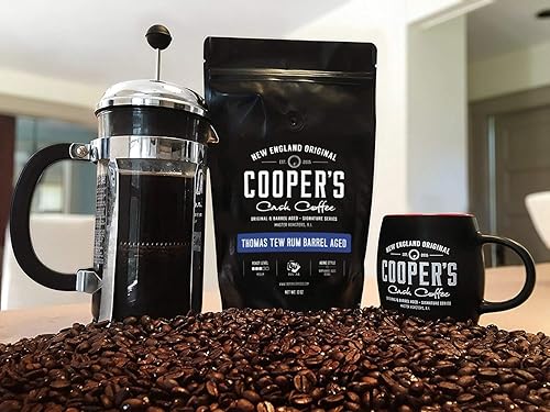 Miniatura 8 de Café envejecido en barril de ron  Granos de café de origen único de Ruanda añejados en barriles Thomas Tew RUM  Bolsas de 12 onzas, café molido