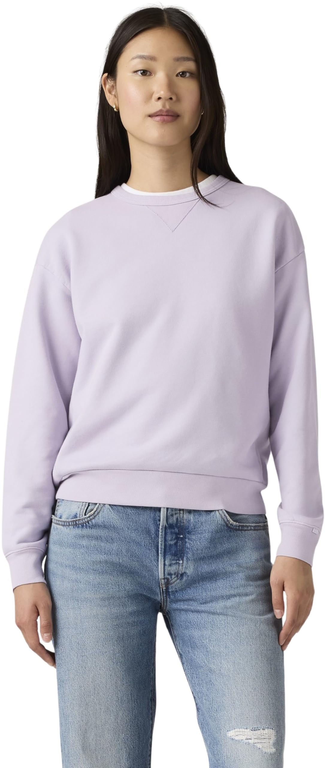 Levi's Women's H225 Garment Dye Thistle - Purple Sweatshirt Heritage Crew Neck In Cotton, Standard Fit, Purple (H225 Garment Dye Thi), L