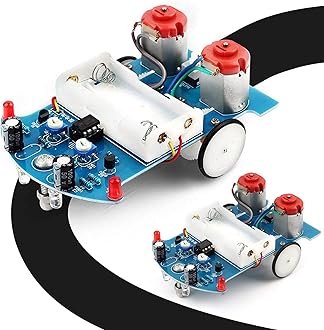MiOYOOW 2 Pack Line Following Robot Car Kit, Beginners Smart Car Soldering Practice Kit STEM Educational Electronics Soldering Projects for School and Home Learning