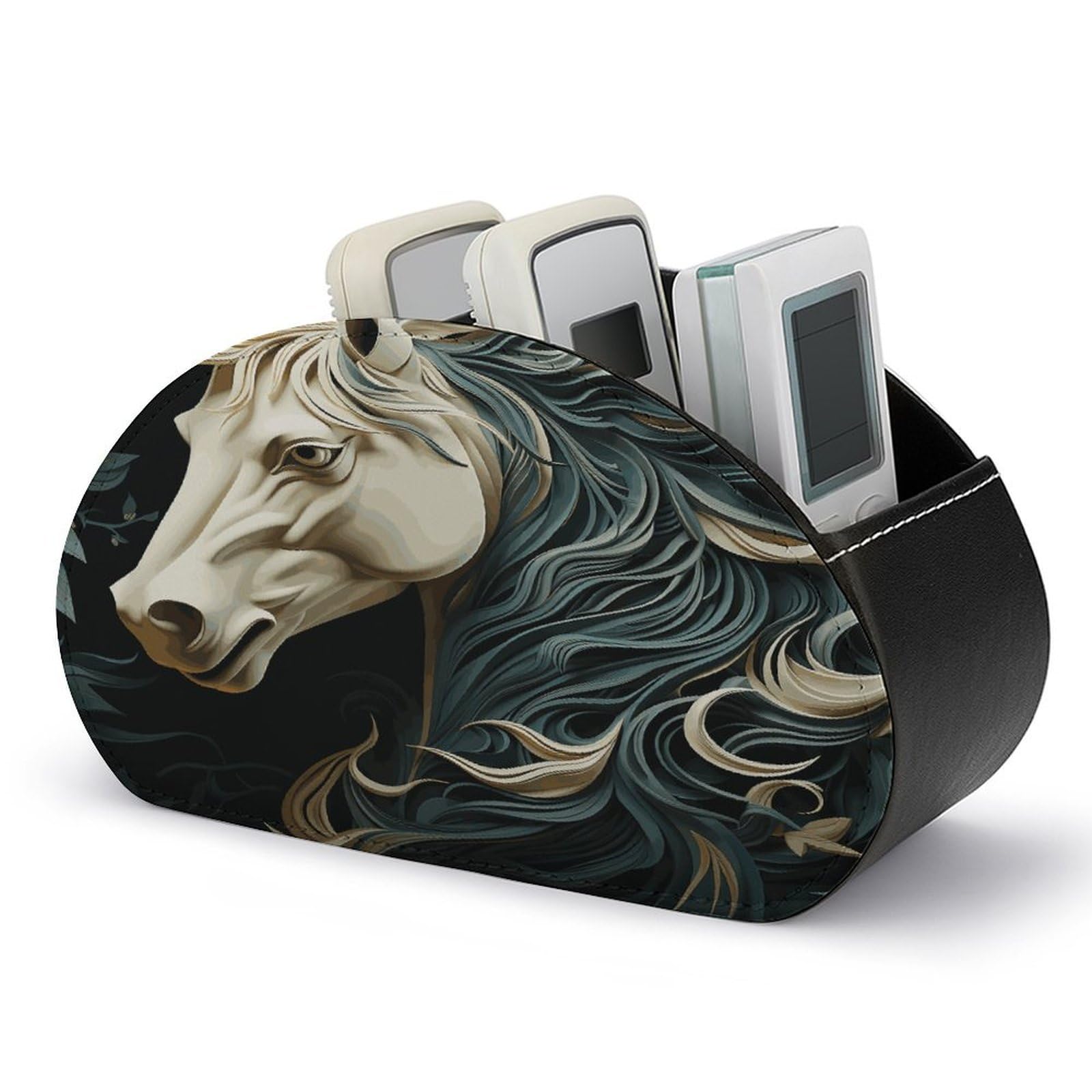 Btcowzrv Style Horse Pattern Remote Control Holder With 5 Compartments