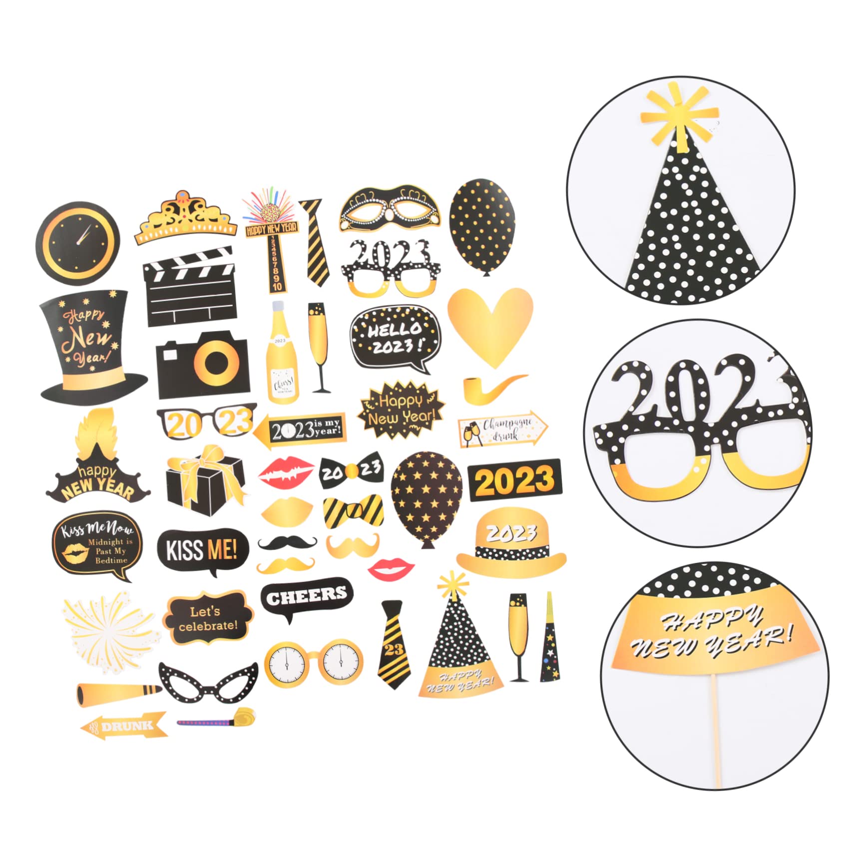 TOPBATHY 3 Set Unici Di Oggetti Di Scena Per Foto Di Capodanno 2023 Decorazioni Per Feste in Carta Portatile Per Momenti Memorabili 46 Pezzi * 3