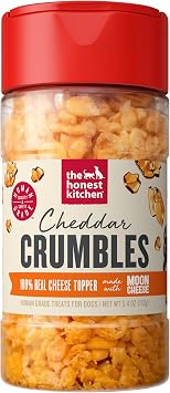 The Honest Kitchen Cheddar Crumbles 100% Real Chese Topper Made with Moon Cheese 5.4 oz Canister