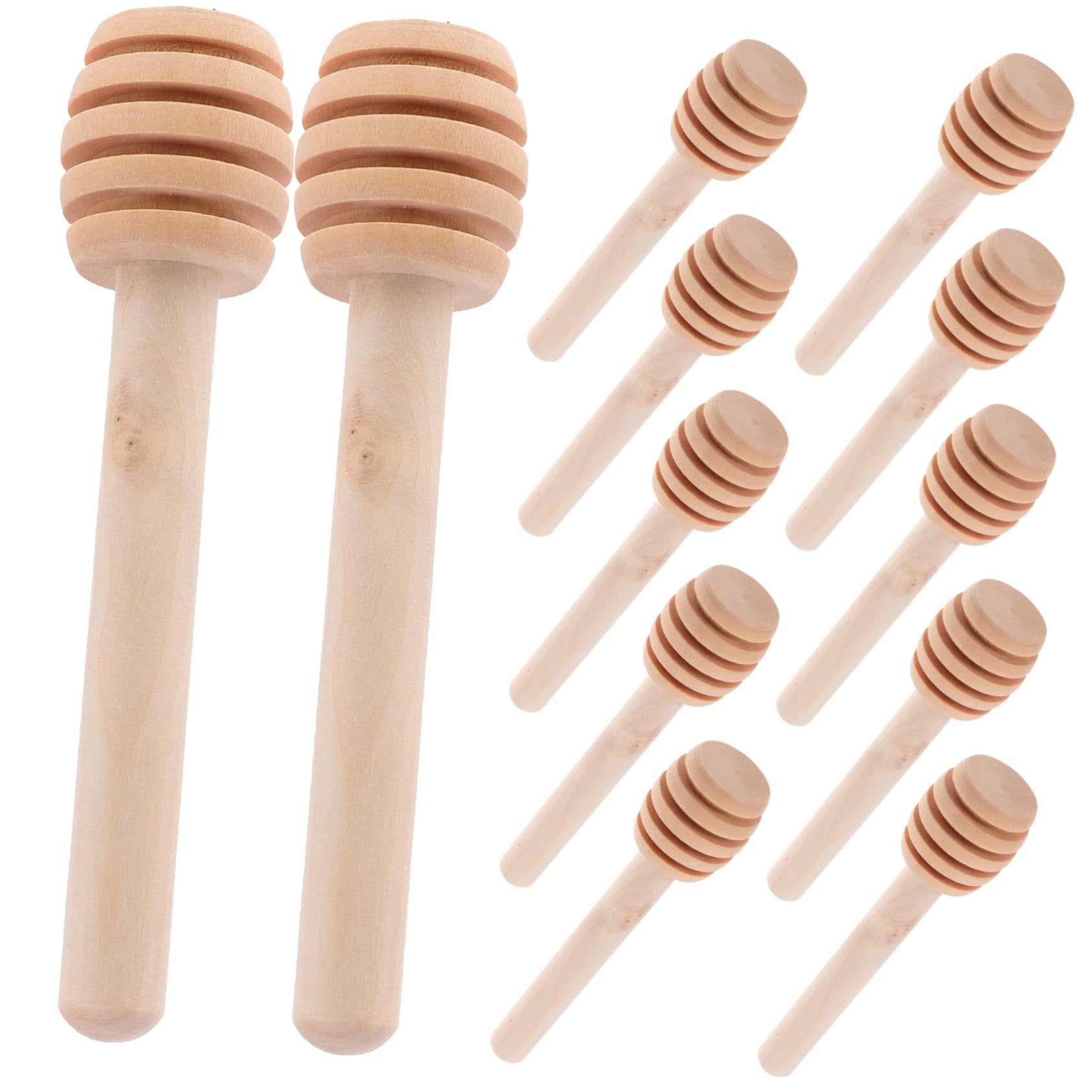 SHOWERORO 12pcs Wooden Honey Dipper Sticks Honey Mixing Sticks for Syrup Jam and Milk Tea Natural Stirring Tool Wedding and Party Use
