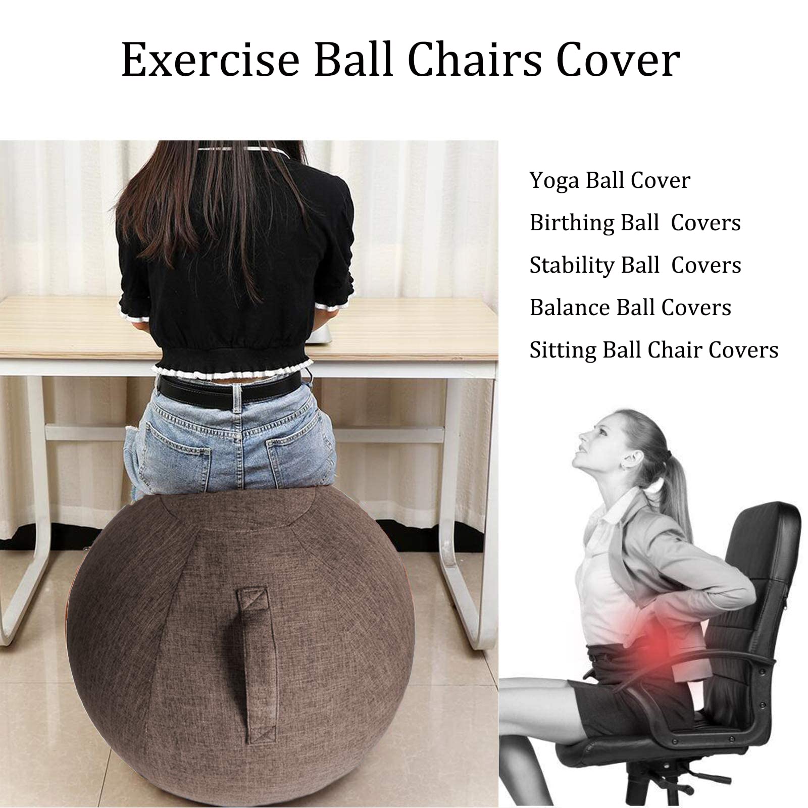 NILoykg& 55 cm / 65 cm / 75 cm Übung Yoga Gym Ball Cover Sitzball mit Geburtsball mit Griff für Schwangerschaft und Geburt Pilates