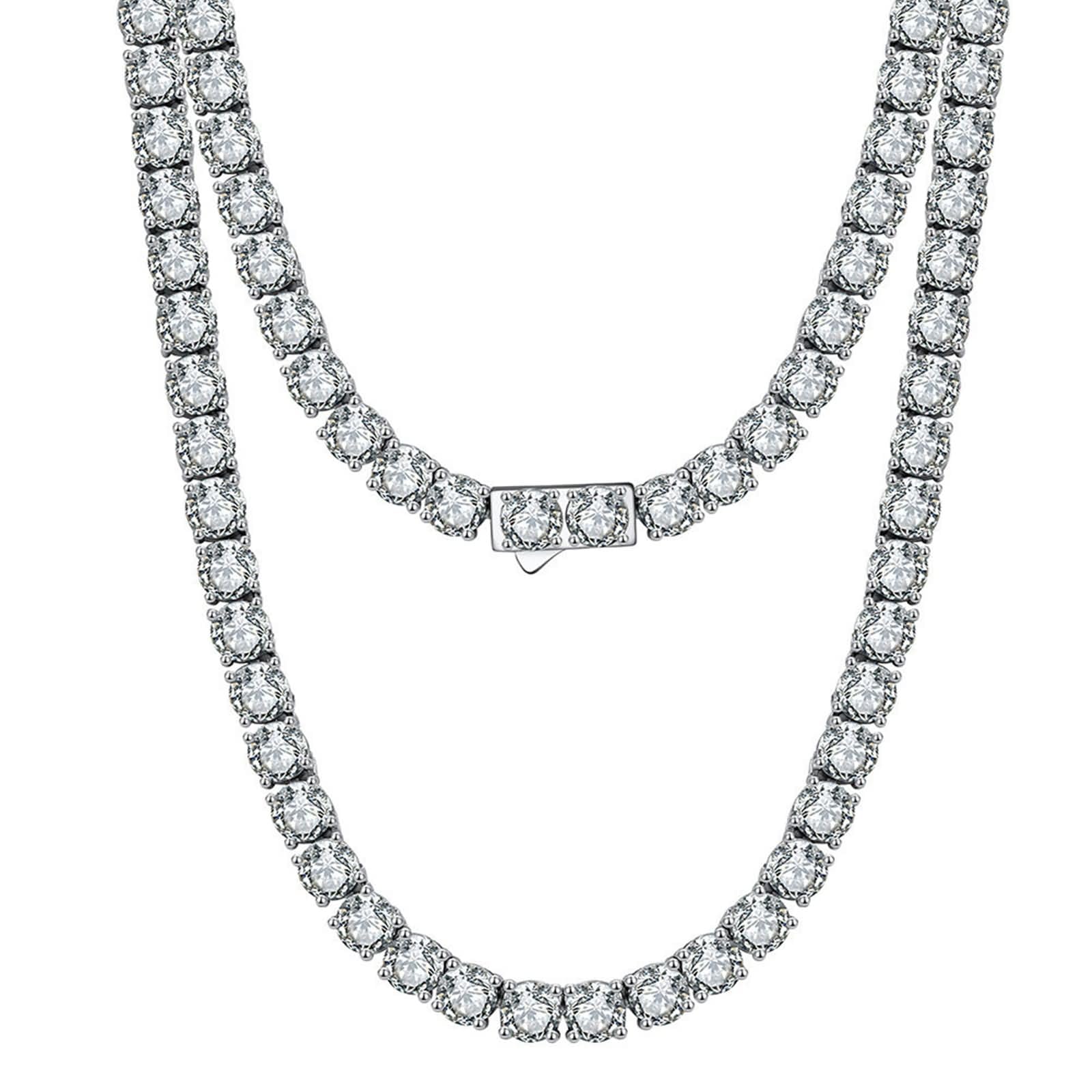 Collane in Argento Donna,Donna Catenella per Collana Argento Sterling 925 Catena da Tennis con Zirconia Cubica Collana Catene Argento